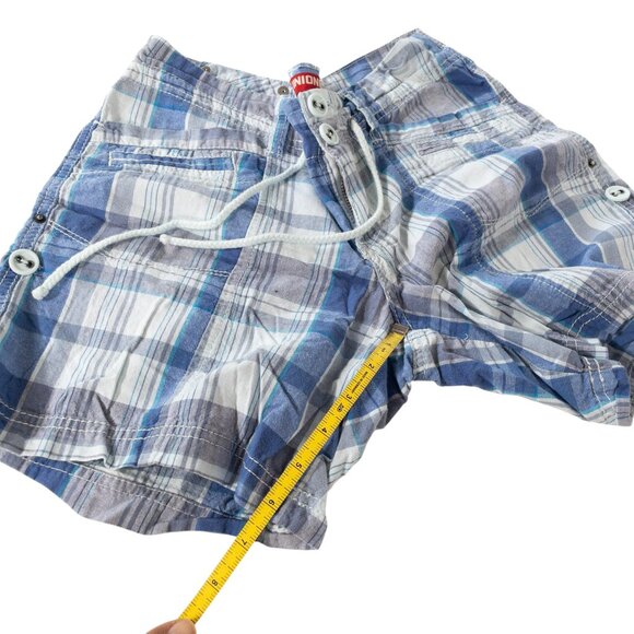 UnionBay Blue Plaid Shorts Y2K Junors SZ 5 Vintage Drawstring - Picture 6 of 6